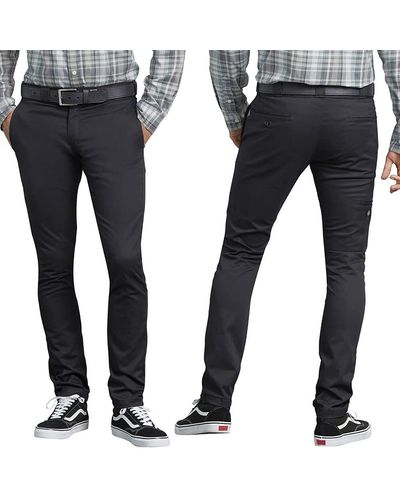 Dickies Mens Skinny Straight-fit Work Utility Pants - Black