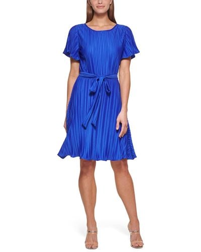 DKNY Jersey Pleated Cocktail Dress - Blue