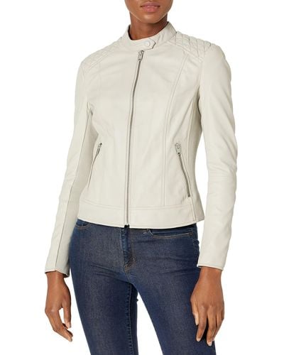 Andrew Marc Marc New York By Glenbrook Feather Leather Jacket - White