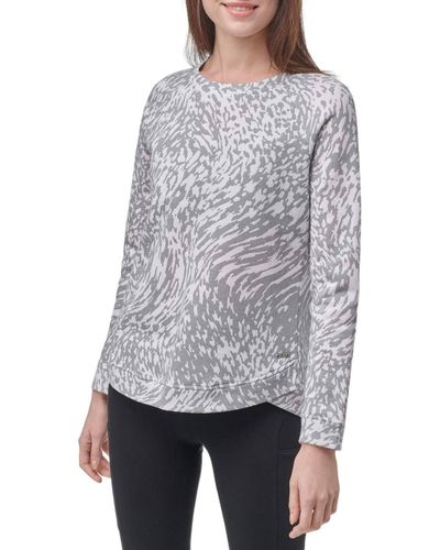 Andrew Marc Printed Pullover Sweatshirt - Gray