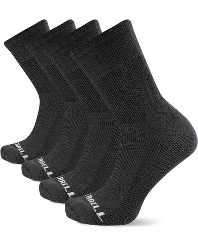 Merrell Adult's And Thermal Hiking Crew Socks-4 Pair Pack- Arch Support Band And Wool Blend - Black