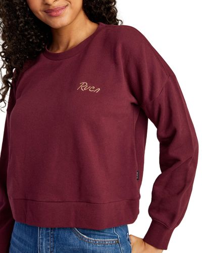 RVCA Graphic Fleece Pullover Crew Neck Sweatshirt - Red