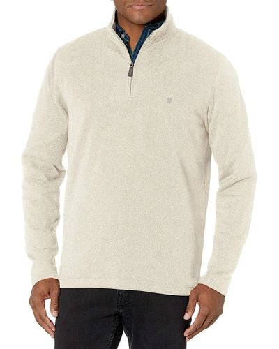Izod Big & Tall Big Advantage Performance Quarter Zip Sweater Fleece Solid Pullover - Natural
