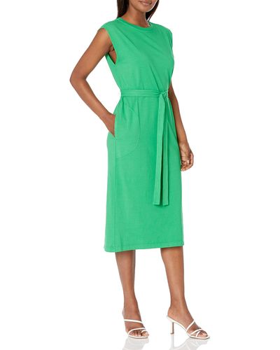 Velvet By Graham & Spencer Kenny Light Structured Cotton Ankle Length Dress - Green