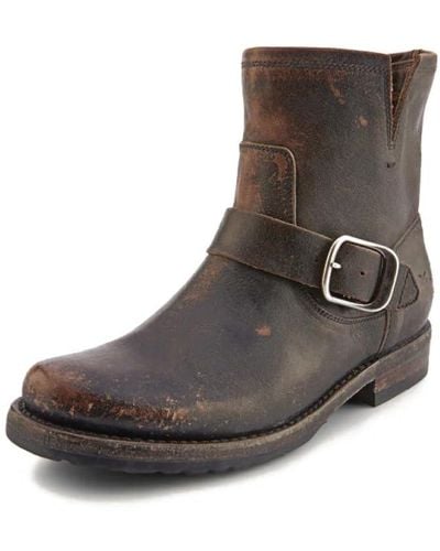 Frye Veronica Booties For Made From Full Grain Brush-off Leather With Antique Silver Hardware And Waterproof - Brown