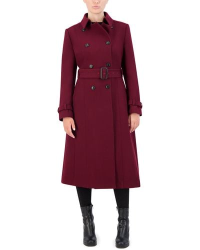 Cole Haan Flared Trench Slick Wool Coat