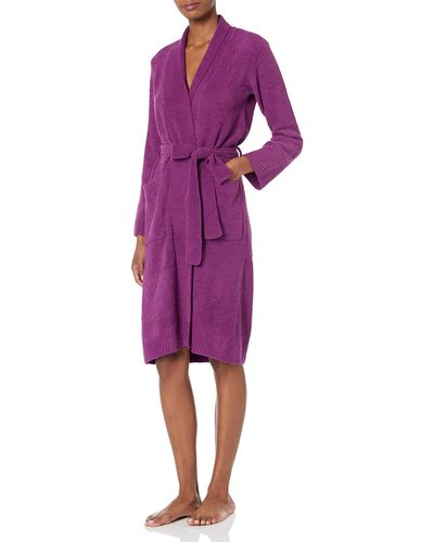 N Natori Aura-solid Robe Length 40" - Purple