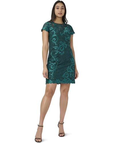 Adrianna Papell Lace A Line Shift Dress - Green