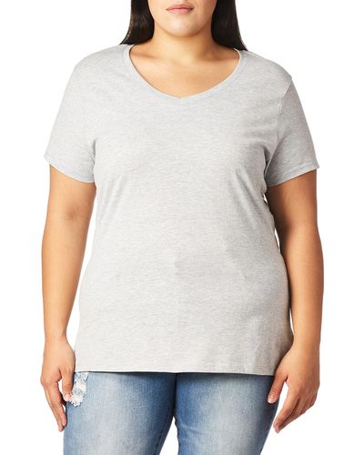 Hanes Temp Short Sleeve V-neck Tee – Available As 1-pack Or - Gray
