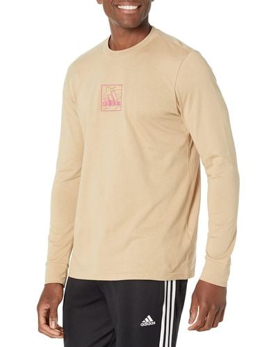 adidas Embroidery Graphic Long Sleeve Tee - Natural