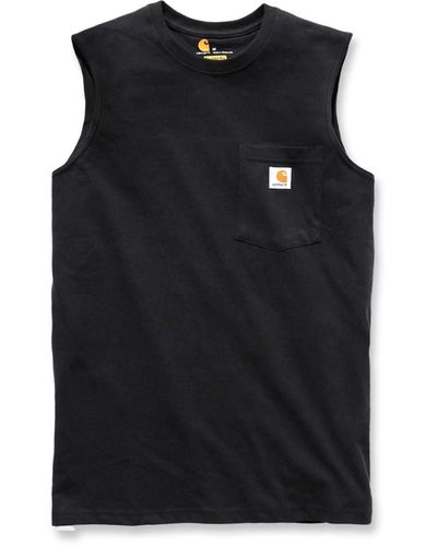 Carhartt Mens Workwear Pocket Sleeveless Midweight T-shirt Relaxed Fit - Black