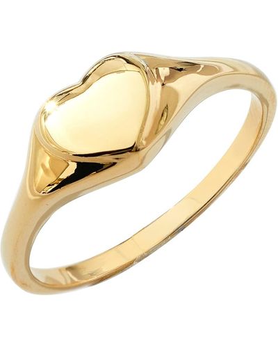 Amazon Essentials 14k Gold Plated Heart Signet Ring Size 6 - Metallic