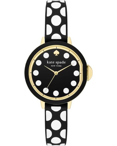 Kate Spade Park Row Three-hand White Dot And Black Silicone Band Watch