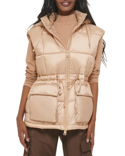 Levi's Quilted Megan Hooded Puffer Jacket - Natural