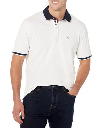 Tommy Hilfiger Mens Short Sleeve In Regular Fit Polo Shirt - White