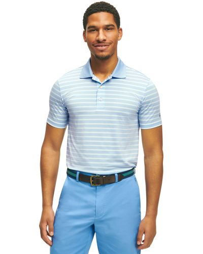 Brooks Brothers Regular Fit Performance Stretch Short Sleeve Golf Polo Shirt - Blue