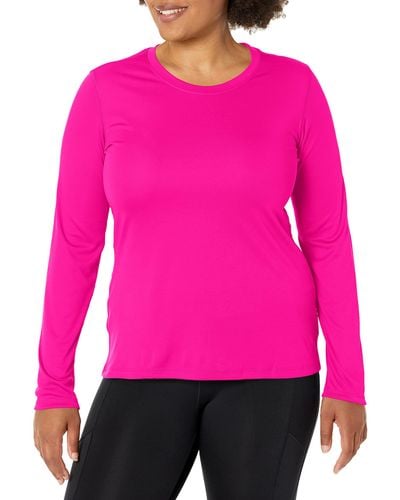 Hanes Womens Sport Cool Dri Performance Long Sleeve T-shirt Shirt - Pink