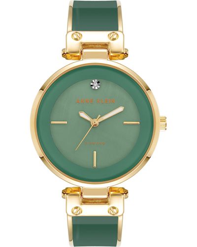 Anne Klein Genuine Diamond Dial Bangle Watch - Green
