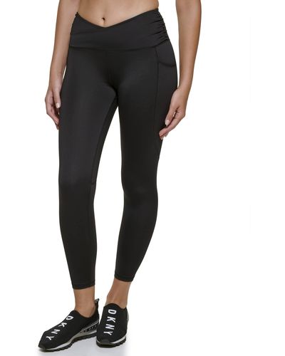 DKNY Sport Tummy Control Workout Yoga Leggings - Black