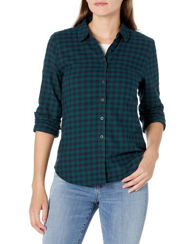 Goodthreads Brushed Flannel Drop-shoulder Long-sleeve Shirt - Blue