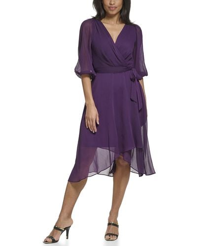 DKNY Faux Wrap Dress - Purple