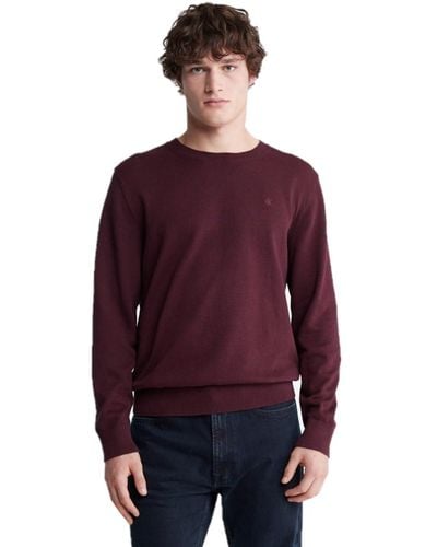 Calvin Klein Compact Cotton Crewneck Sweater - Red