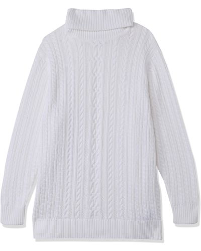 Amazon Essentials Fisherman Cable Turtleneck Sweater - White