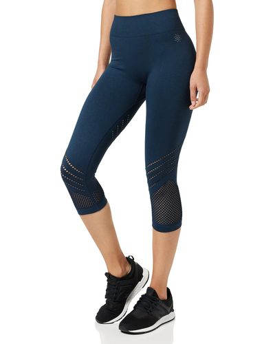 AURIQUE Seamless Cropped Running Leggings - Blue