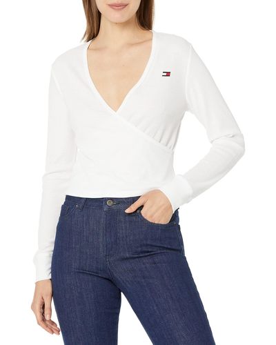 Tommy Hilfiger Womens Wrap Top T Shirt - White