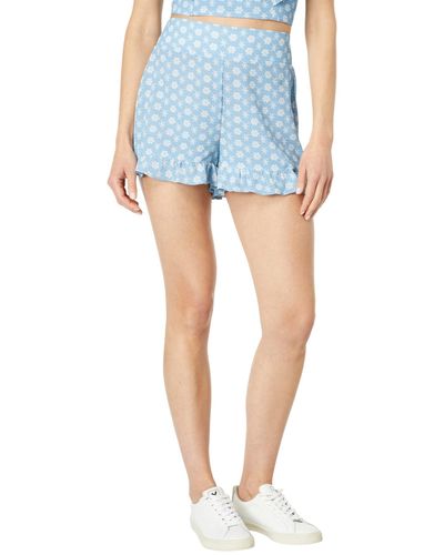 BCBGeneration Relaxed High Waisted Short With Ruffle Hem - Blue