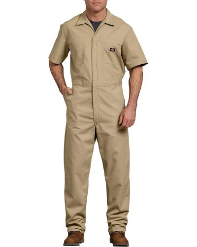 Dickies Mens Short-sleeve Overalls And Coveralls Workwear Apparel - Natural