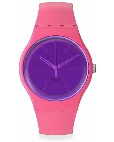 Swatch Casual Pink Watch Bio-sourced Material Quartz Berry Harmonious