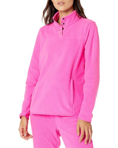 Amazon Essentials Polar Fleece Long-sleeve Mock Neck Relaxed-fit Popover Jacket With Pockets - Pink