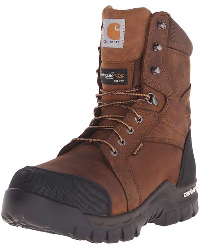 Carhartt 8" Rugged Flex Insulated Waterproof Breathable Safety Toe Leather Work Boot Cmf8389 - Brown