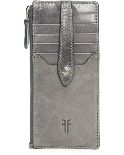 Frye Womens Melissa Snap Card Leather Wallet - Gray