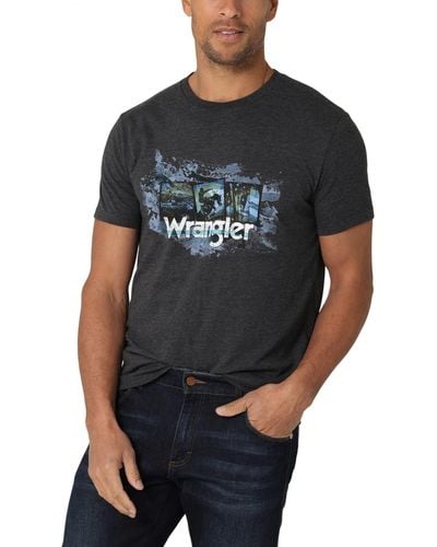 Wrangler Western Crew Neck Short Sleeve Tee Shirt - Black