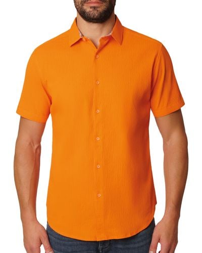 Robert Graham Gilford Short Sleeve Woven Button Down Shirt - Orange