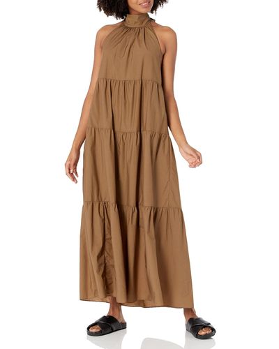Theory Womens Halter Tier Maxi Dress - Brown