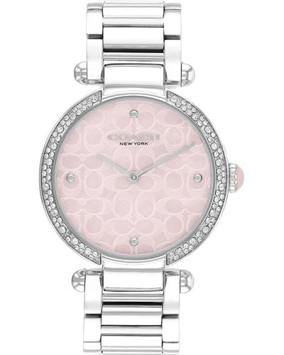 COACH Cary Watch: Mother-of-pearl Dial |shimmering Crystals | Effortless Sophistication For Any Occasion - Metallic