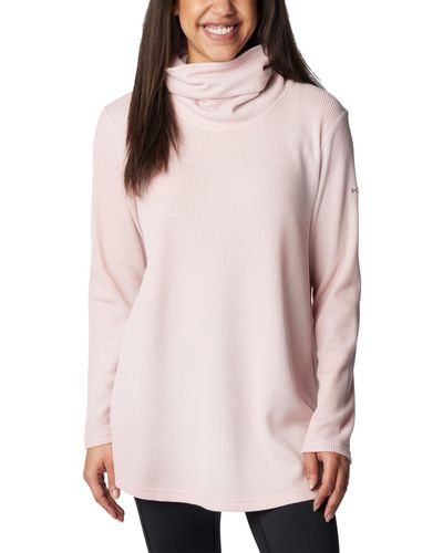 Columbia Holly Hideaway Waffle Cowl Neck Pullover - Pink