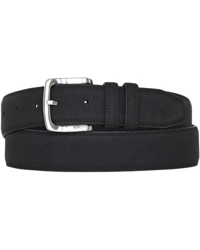 Nautica Casual Padded Leather Belt With Signature Ornament - Black