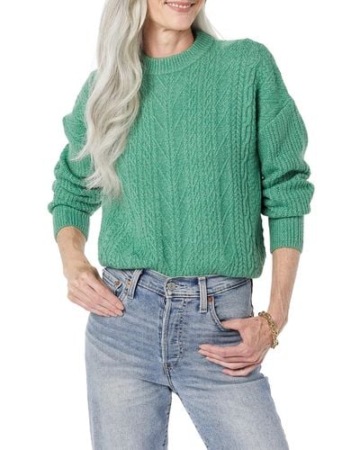 Amazon Essentials Soft-Touch Modern Cable Crewneck Sweater Jersey - Verde