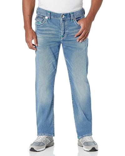 True Religion Ricky Double Raised Super T Flap Straight Jeans - Blau