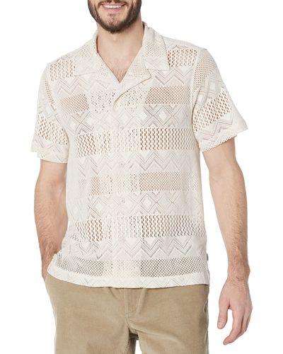 Guess Short Sleeve Geo Crochet Knit Shirt - White