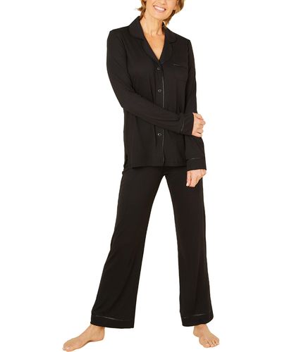 Cosabella Bella Long Sleeve Top & Pant Pajama Set - Black