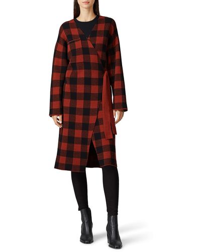 JOA Rent The Runway Pre-loved Check Pattern Sweater Coat - Red