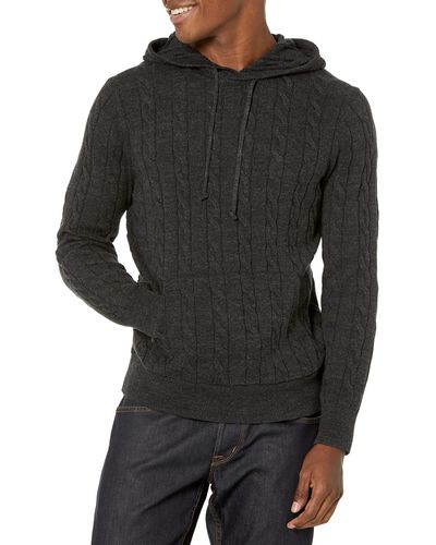 Brooks Brothers Cotton Cable Knit Hooded Sweater - Black