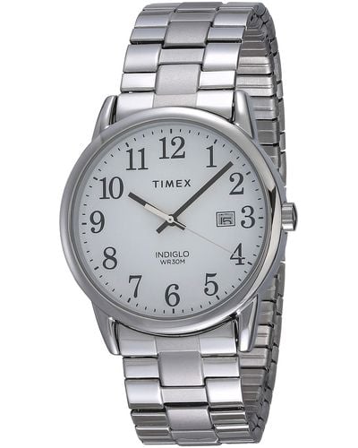 Timex Tw2r58400 Easy Reader 38mm Silver-tone Stainless Steel Expansion Band Watch - Gray