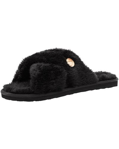Volcom Lived In Lounge Faux Fur Slide Sandal - Black
