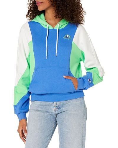 Champion , Colorblock Pullover Hoodie, Hooded Sweatshirt, Script, Odyssey Multi C Logo, Large - Blue